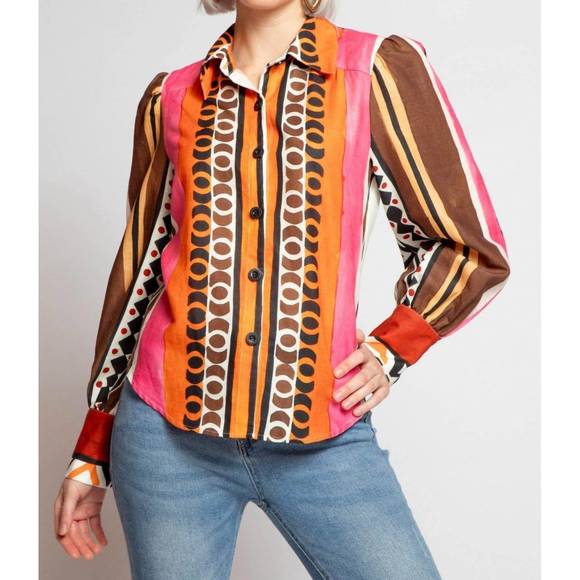 NEW EVA FRANCO lorca blouse in tulum stripe - Picture 1 of 3